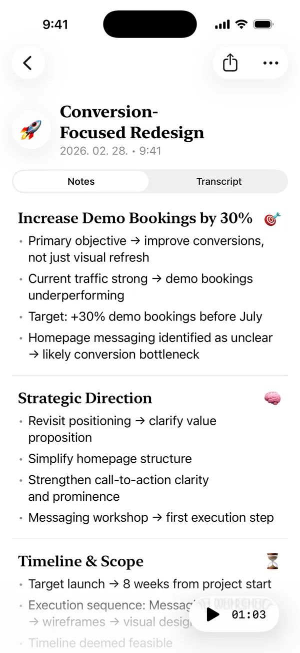 Get intelligent notes, instantly