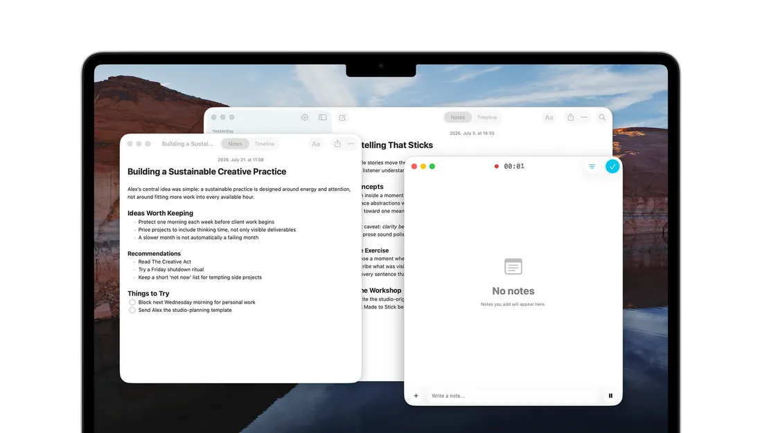 Several Convoxa note windows open side by side on a Mac